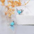 wholesale 925 Sterling Silver Turquoise Heart Angel Wings Stud Earrings-0-1