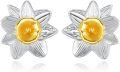 wholesale Gold 925 Sterling Silver Daisy Stud Earrings - Birth Flower  for Women-0-5