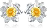 wholesale Gold 925 Sterling Silver Daisy Stud Earrings - Birth Flower  for Women-Daffodil