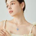 wholesale 925 Sterling Silver Blue Opal Starfish Pendant Necklace-0-2