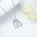 wholesale 925 Sterling Silver Heart Pendant Necklace with Father and Daughter Design - I Love You Forever-0-2