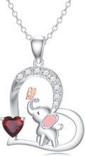 wholesale 925 Sterling Silver & Natural Garnet Elephant Necklace for Women - Lucky Symbol of Strength & Good Luck - Adjustable Chain 18-20 - Ideal Gift for Her-0-0