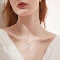 wholesale 925 Sterling Silver Curved Zircon Pendant Necklace With Sparkling Stones-0-1