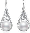 wholesale 925 Sterling Silver Teardrop Pearl Drop Earring Set with Intricate Wirework Design-0-0