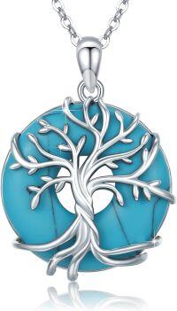 wholesale 925 Sterling Silver Turquoise Tree of Life Pendant Necklace-Turquoise
