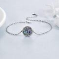 wholesale 925 Sterling Silver Tree Of Life Abalone Shell & Blue Opal Charm Bracelet-0-1