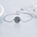 wholesale 925 Sterling Silver Tree Of Life Abalone Shell & Blue Opal Charm Bracelet-0-1