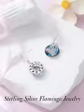 TOUPOP Sterling Silver Blue Crystal Flamingos Palm Tree Earrings-0-3