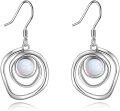 wholesale 925 Sterling Silver Pink Pearl Swirl Circle Drop Dangle Earrings-0-10