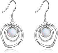 wholesale 925 Sterling Silver Pink Pearl Swirl Circle Drop Dangle Earrings-White Opal Earrings