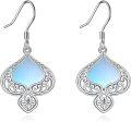 wholesale 925 Sterling Silver Blue Moonstone Celtic Knot Drop Dangle Leverback Earrings-0-0