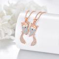 wholesale 925 Sterling Silver Rose Gold Plated Crystal Fox Pendant Necklace for Women Girls Friendship Gifts-0-1