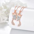 wholesale 925 Sterling Silver Fox Pendant Necklace Wholesale With Clear Cz Stones-0-1