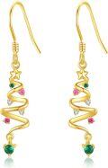 wholesale 14K Gold Spiral Tree Crystal Drop Earrings - Christmas Gifts for Her-0-0