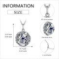 wholesale 925 Sterling Silver Round Pendant with Blue Crystal and Floral Design - Norse Style Jewelry for Women & Men-0-4