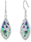 wholesale 925 Sterling Silver Abalone Shell Butterfly Filigree Drop Earrings-0-0