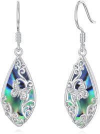 wholesale 925 Sterling Silver Abalone Shell Butterfly Filigree Drop Earrings-Butterfly Earrings