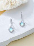 wholesale 925 Sterling Silver Blue Moonstone Teardrop Leverback Dangle Earrings for Women-0-4