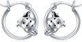 wholesale 925 Sterling Silver 3D Cow Head Design Hoop Earrings Gift for Women and Girls-0-0