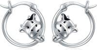 wholesale 925 Sterling Silver 3D Cow Head Design Hoop Earrings Gift for Women and Girls-Cow