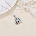 wholesale 925 Sterling Silver Abalone Shell Heart Pendant with Origami Pigs and I Love You Forever Inscription - Gift for Her-0-3