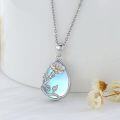 wholesale 925 Sterling Silver Blue Moonstone Birth Flower Teardrop Pendant Necklaces Gifts for Women-0-4
