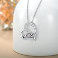 wholesale 925 Sterling Silver Heart-Shaped Cow Family Pendant Necklace with Cubic Zirconia Stones and Engraved Message I Love You Forever-0-4