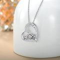 wholesale 925 Sterling Silver Heart-Shaped Cow Family Pendant Necklace with Cubic Zirconia Stones and Engraved Message I Love You Forever-0-4