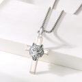 wholesale 925 Sterling Silver &  Wolf Head on Cross Pendant Necklace-0-1