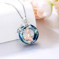 wholesale 925 Sterling Silver Blue Crystal Sports Music Girl Pendant Necklace for Women-0-1