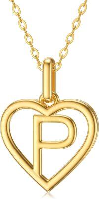 wholesale 14K Gold A Heart Initial Necklace 18 Adjustable Chain-P