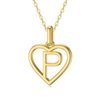 wholesale 14k Gold Heart Pendant Necklace Wholesale With Initial S-P