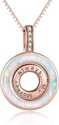 wholesale TOUPOP Mother's Day Gifts 925 Sterling Silver Created Opal Always My Mother Forever My Friend Mothers Necklace For Mom From Daughter Son I Love You Mom Necklace Birthday Gifts For Mother -0-0