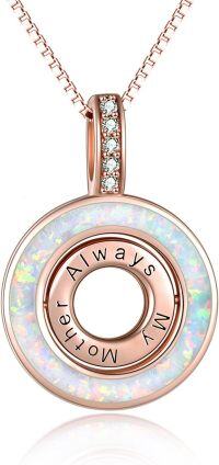 wholesale TOUPOP Mother's Day Gifts 925 Sterling Silver Created Opal Always My Mother Forever My Friend Mothers Necklace For Mom From Daughter Son I Love You Mom Necklace Birthday Gifts For Mother -undefined