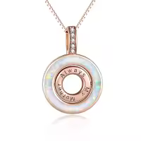 TOUPOP Sterling Silver Created Opal Always My Mother Forever My Friend Necklace-undefined