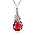 TOUPOP Sterling Silver Garnet Snowdrop Pendant Necklace January Birthstone-0-0