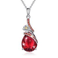 TOUPOP Sterling Silver Garnet Snowdrop Pendant Necklace January Birthstone-undefined