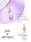 TOUPOP 14K Gold Pearl Necklace with Bow Heart Dolphin Pendant-0-4