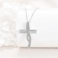 wholesale 925 Sterling Silver Cross Necklace with Cubic Zirconia Accents and Sea Turtle Charm-0-2