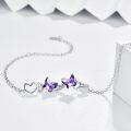 wholesale 925 Sterling Silver Butterfly Crystal Bracelet - Mom Daughter Matching Jewelry Christmas Gifts for Women & Girls-0-1