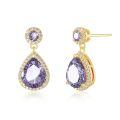 wholesale 925 Sterling Silver Teardrop Amethyst Earrings With Cz Accents-0-0