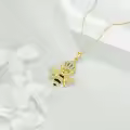 wholesale 925 Sterling Silver Honeycomb Bee with Crown Pendant Necklace for Women Girls Gifts-0-3