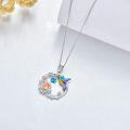 wholesale 925 Sterling Silver Synthetic Birthstone Hummingbird Necklace for Women-0-23