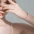 wholesale 925 Sterling Silver Evil Eye Blue Opal Zirconia Black Leather Chain Bracelet-0-1