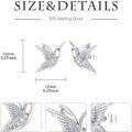 wholesale 925 Sterling Silver Hummingbird Stud Earrings with Cubic Zirconias and Platinum Plating (D VVS)-0-1