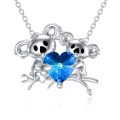 wholesale 925 Sterling Silver Koala Heart Pendant Necklace with Blue Crystal and Chain for Women Girls  45cm Length-0-0