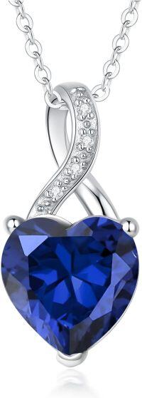 wholesale 925 Sterling Silver 1 10cttw Real Cubic Zirconias Heart Birthstone Necklace for Women Mom Wife-9. September - Sep.
