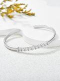 wholesale 925 Sterling Silver Infinity Knot Bar Bangle Cuff Bracelet with Cubic Zirconia Gifts for Women-0-3