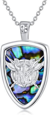 wholesale 925 Sterling Silver Pendant with Abalone Shell and Bull Head Design - 3D Tridents & Arrows Necklace for Women/Men-Viking