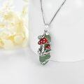 wholesale 925 Sterling Silver Green Agate Red Enamel Mushroom & Snail Pendant Necklace Gift for Her-0-1